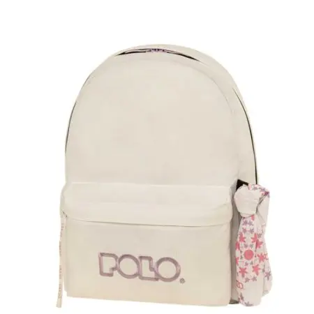 POLO 2025 Backpack With Scarf 1 Comp. White/Lilac / 901135 2545 شنطة مع فولار