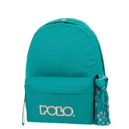 POLO 2025 Backpack With Scarf 1 Comp. Cyan/L.Pink / 901135 5638 شنطة مع فولار