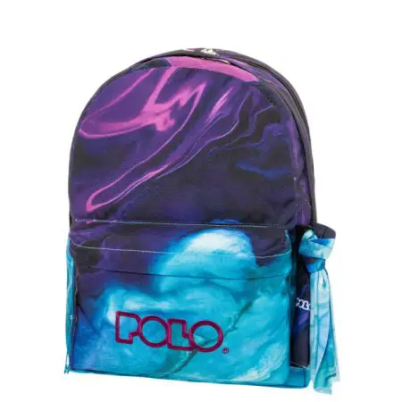 POLO 2025 Backpack With Scarf 2 Comp. Shapes Purple/Cyan / 901202 8345 شنطة مع فولار