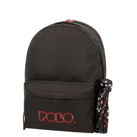 POLO 2025 Backpack With Scarf 2 Comp. Black/D.Red / 901235 2033 شنطة مع فولار