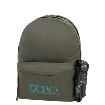 POLO 2025 Backpack With Scarf 2 Comp. Grey/Petrole / 901235 2258 شنطة مع فولار
