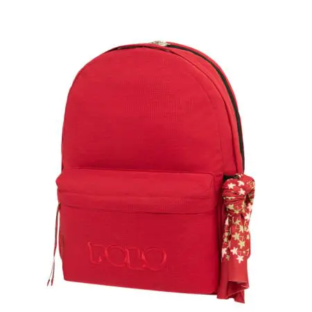 POLO 2025 Backpack With Scarf 2 Comp. Dark Red / 901235 3101 شنطة مع فولار