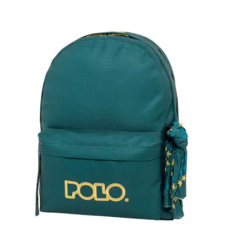 POLO 2025 Backpack With Scarf 2 Comp. Petrole/Gold / 901235 5876 شنطة مع فولار