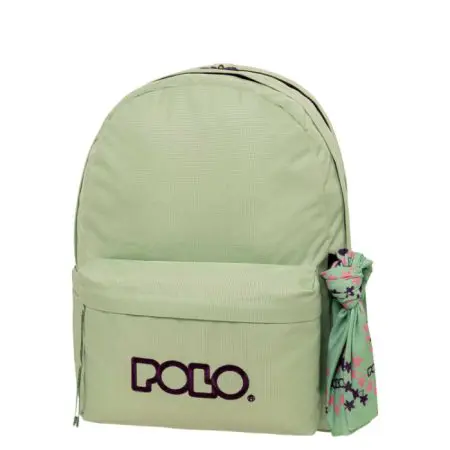 POLO 2025 Backpack With Scarf 2 Comp. Mint/Eggplant / 901235 6848 شنطة مع فولار
