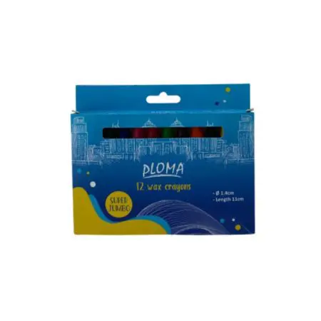 Ploma Wax Crayons 12 Colors Super Jumbo 1.4cm*11cm / P5812 تلوين شمع عريض