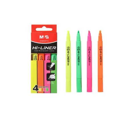 M&G Hi-Liner Highlighter Pen (Set 4 Colors) Neon / AHMU9773 اقلام تمييز