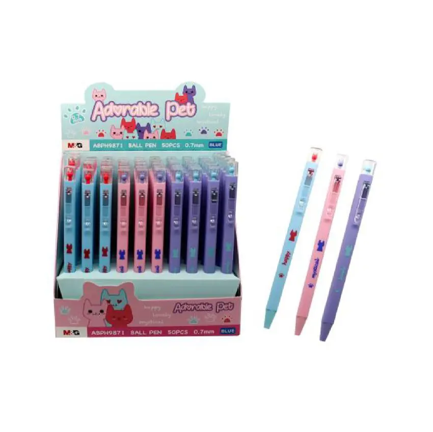 M&G Retractable Ballpoint Pen 0.7mm Blue Adorable Pet / ABPH9871 قلم حبر