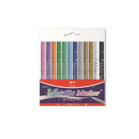 M&G Metallic Double-Tips Markers 12 Colors / APMT8072 تلوين مائي