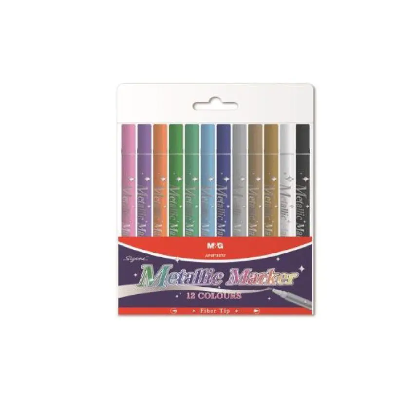 M&G Metallic Double-Tips Markers 12 Colors / APMT8072 تلوين مائي