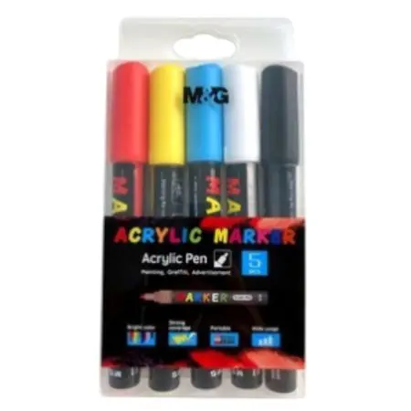 M&G Acrylic Marker Pen 5 Colors 2mm / APL976D8 اقلام اكريليك