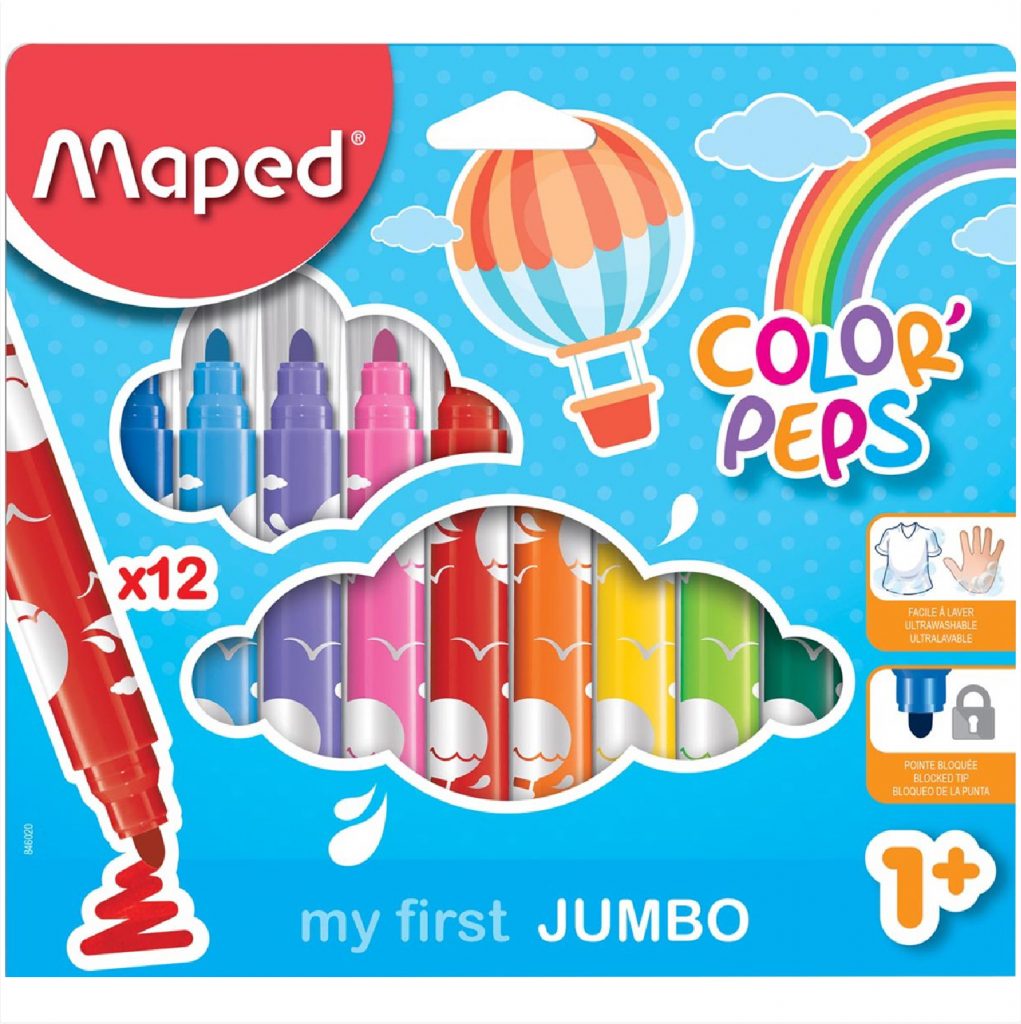 MAPED MAXI Fibre Tip Pens / Feutre 12 Colors / 846020 تلوين مائي عريض