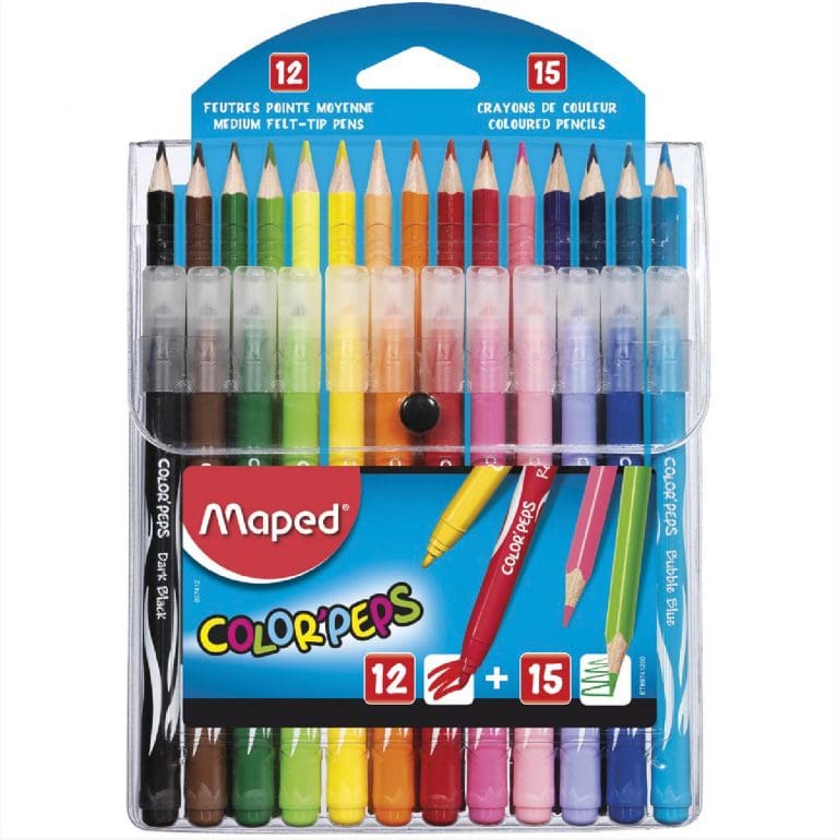 Maped Set of 12 Colors Fibre Pens + 15 Coloring Pencils / 897412 مجموعة تلوين مائي + خشب