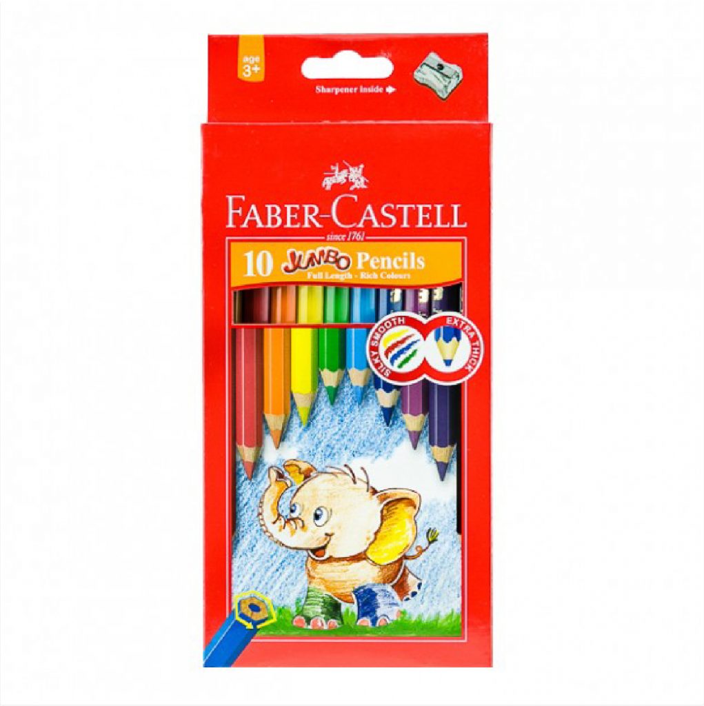 Faber Castell Coloring Pencils 10 Colors Jumbo / 111610 تلوين خشب عريض