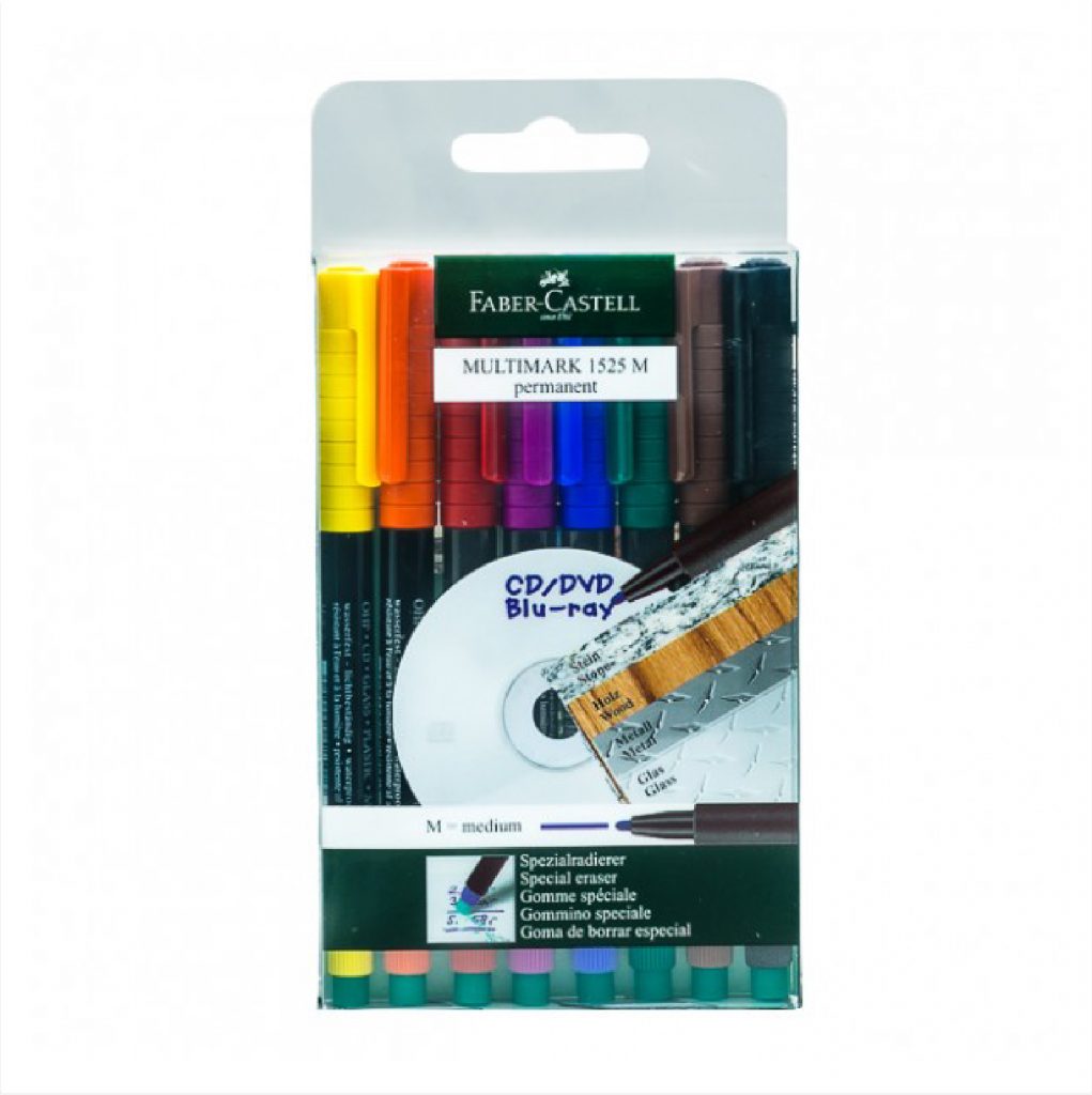Faber Castell OHP Permanent Pen Set Of 8 Colors M 1525 مجموعة اقلام