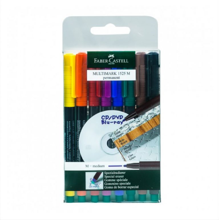 Faber Castell OHP Permanent Pen Set Of 8 Colors M 1525 مجموعة اقلام