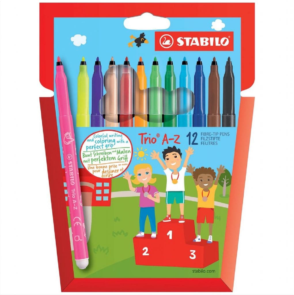 Stabilo Fibre Tip Pens Feutre 12 Colors Trio A-Z / 378/1-12-01 تلوين فاتر