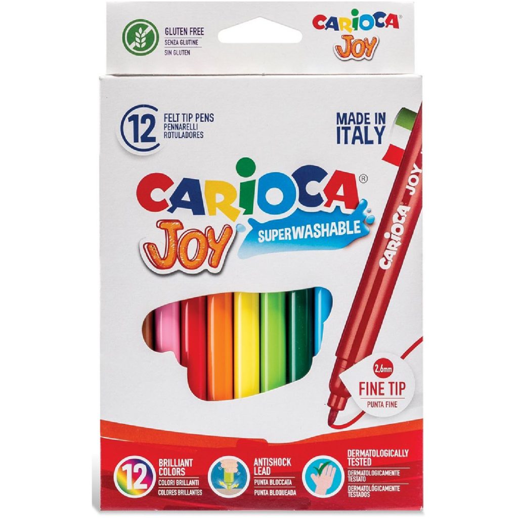 Carioca Joy Fibre Tip Pens Feutre 12 Colors / 40614 تلوين مائي