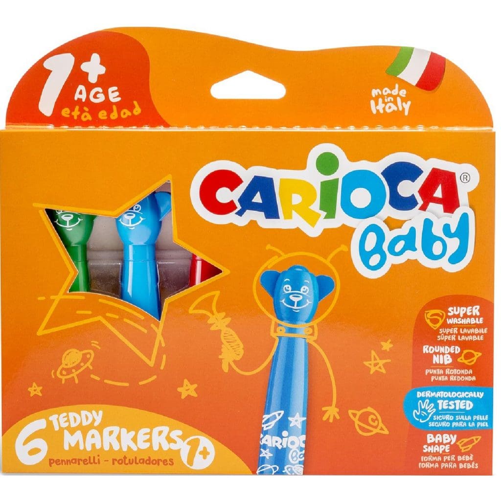 Carioca Baby Fibre Tip Pens Feutre 6 Colors / 42815 تلوين مع شكل