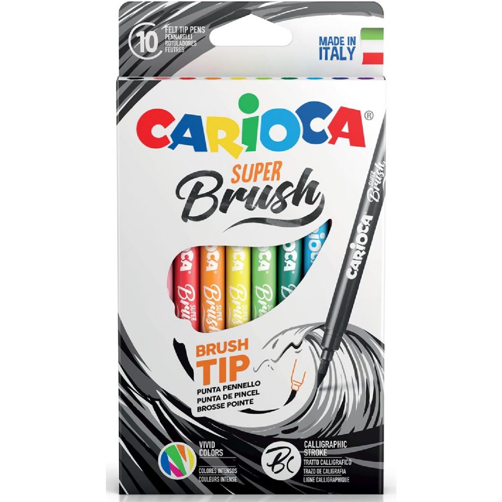 Carioca Super Brush Fibre Tip Pens 10 Colors / 42937 تلوين