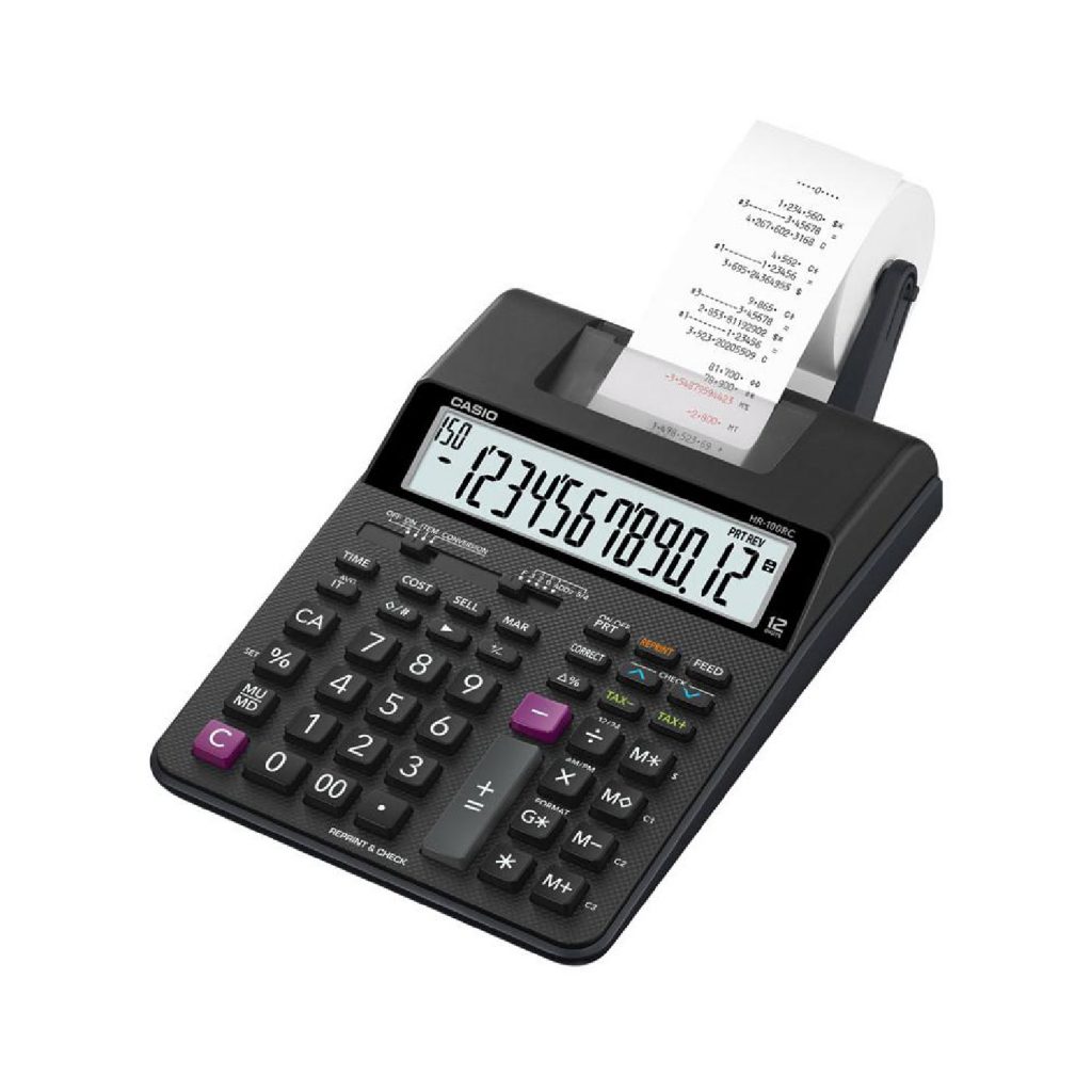 CASIO Printing Calculator HR-100RC / 0 - 00 / 12 digits الة حاسبة مع رولو