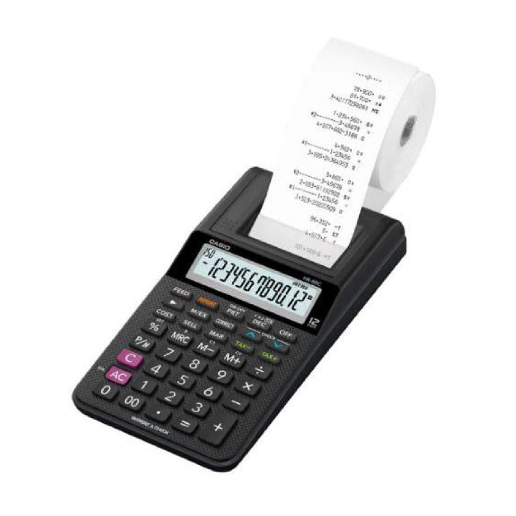 CASIO Printing Calculator HR-8RC / 0 - 00 / 12 digits الة حاسبة مع رولو