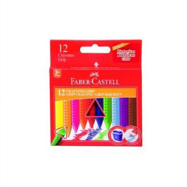 Faber Castell Wax Crayons 12 Colors Erasable Grip / 242012 تلوين شمع مثلث