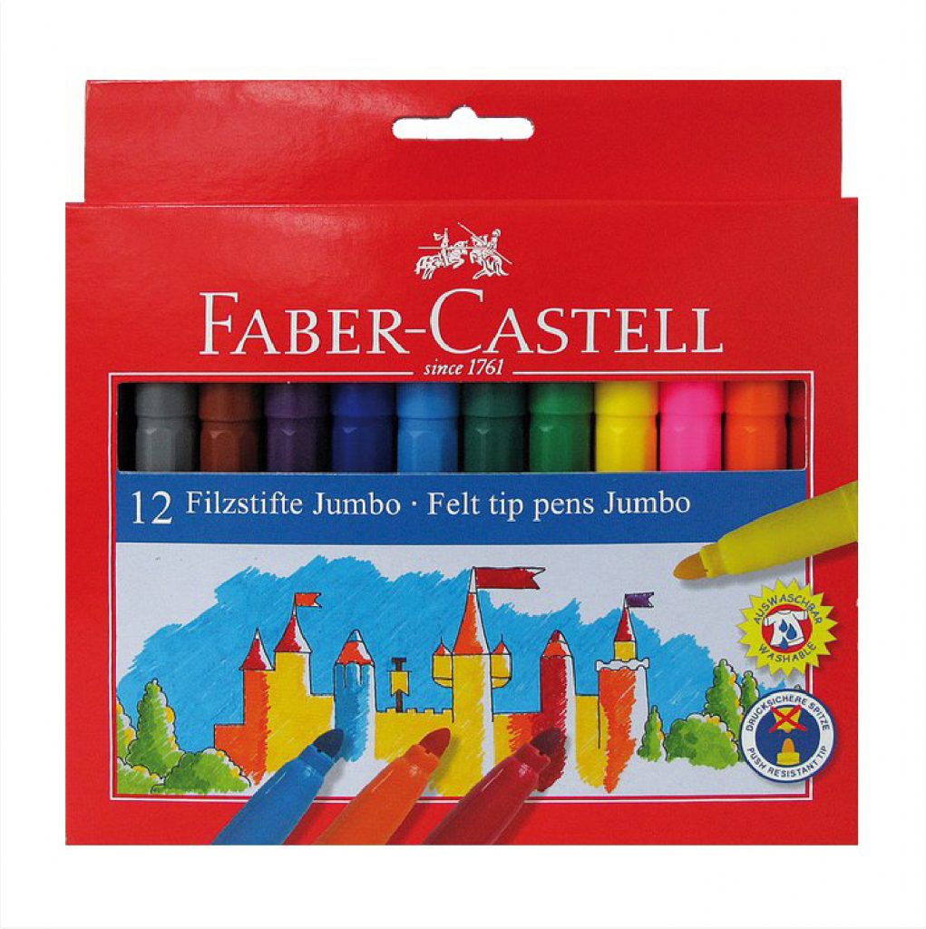 Faber Castell Fiesta 154012 / 554312 Fibre Tip Pens  Feutre JUMBO 12 Colors  تلوين عريض