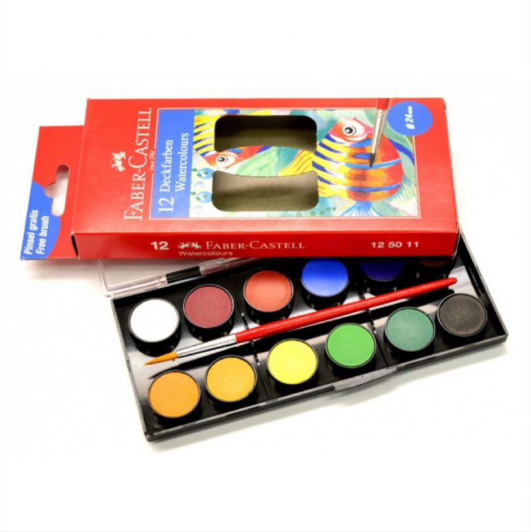 Faber Castell Watercolor Aquarelle Solid Set 12 Colors / 125011 تلوين حجر