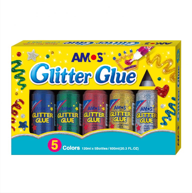 AMOS Assorted Glitter Glue 120ml / 6472 برق لاصق كبير