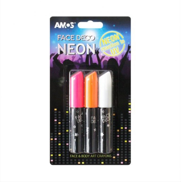 AMOS Face Deco Painting 3 Colors NEON ( White Orange Pinkk ) FD10B3 تلوين للوجه