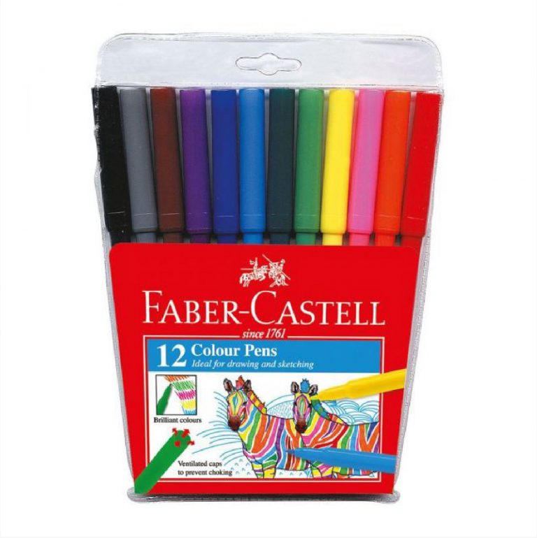 Faber Castell Fibre Tip Pens Feutre 12 Colors / 154312 تلوين