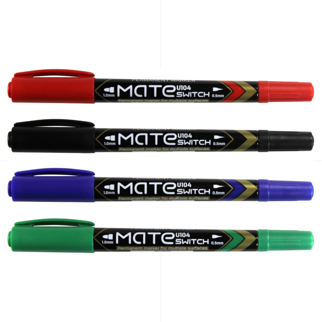Deli OHP Permanent Pen Dual Tip  0.5 - 1.0 / U10430 قلم ماركر براسين