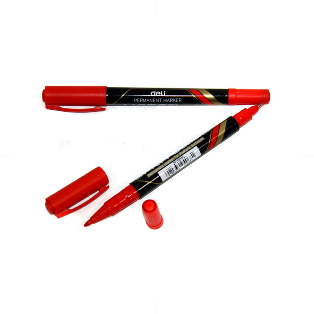 Deli OHP Permanent Pen Dual Tip  0.5 - 1.0 / U10430 قلم ماركر براسين