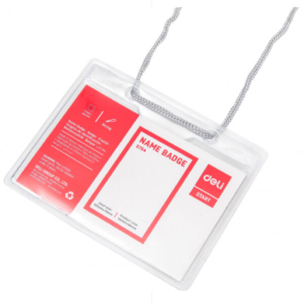 Deli Badge Name / ID Holder / 5744 Horizontal 85*53mm Hard اتيكات اسم مع ربطة عنق