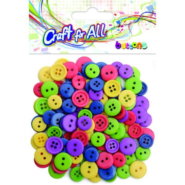 CFA Plastic Colored Buttons 12-15mm 130pcs Assorted / CA-245 ازرار بلاستيك للاشغال