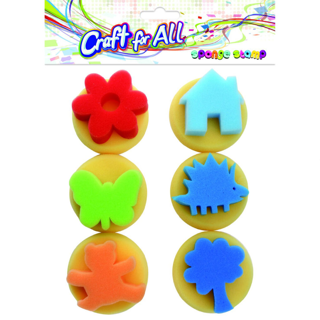 CFA Sponge Stamp 6pcs Diam. 7.5cm / CA-398 اسفنج اشكال للتلوين