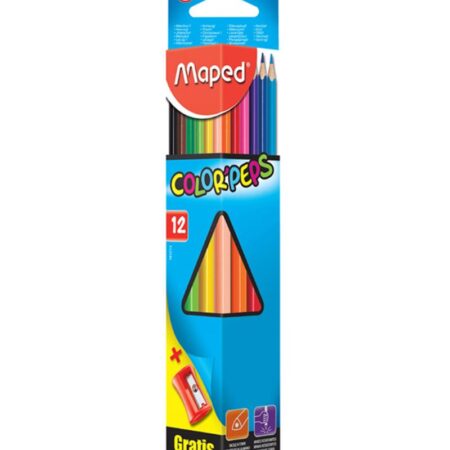 Maped Triangular Coloring Pencils 12 Colors + Sharpener / 183213 تلوين خشب