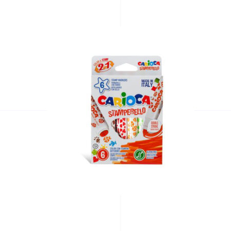Carioca Stamperello Fibre Tip Pens 6 Colors With Stamp / 42279 تلوين مع طبعة