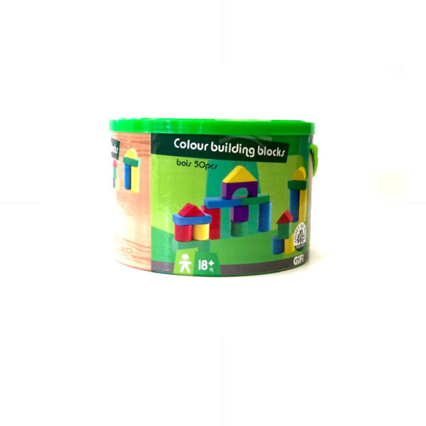 TOYS / Colour Building Blocks Wooden 50pcs 1.5+ DE-332 سطل مكعبات خشب