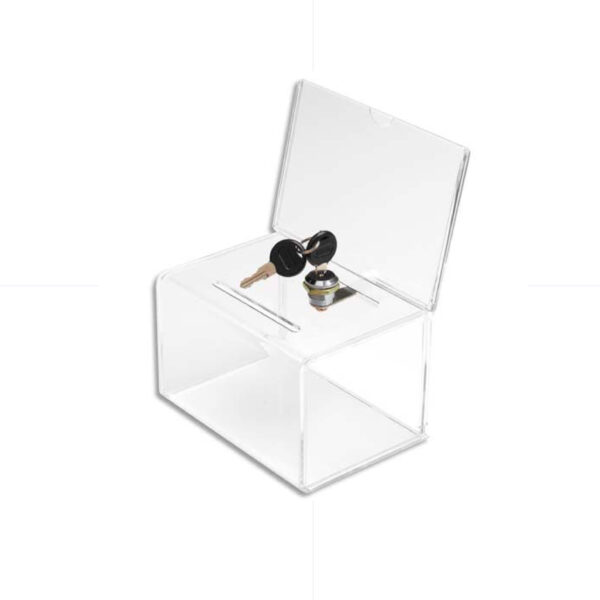Deflect-O Plexi Coin Box / Comment Box With Lock / 596901 صندوق شفاف مع قفل