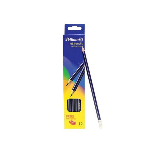 Pelikan Graphite Pencil HB=2 With Eraser 12pcs + Sharpener / 957043 اقلام رصاص