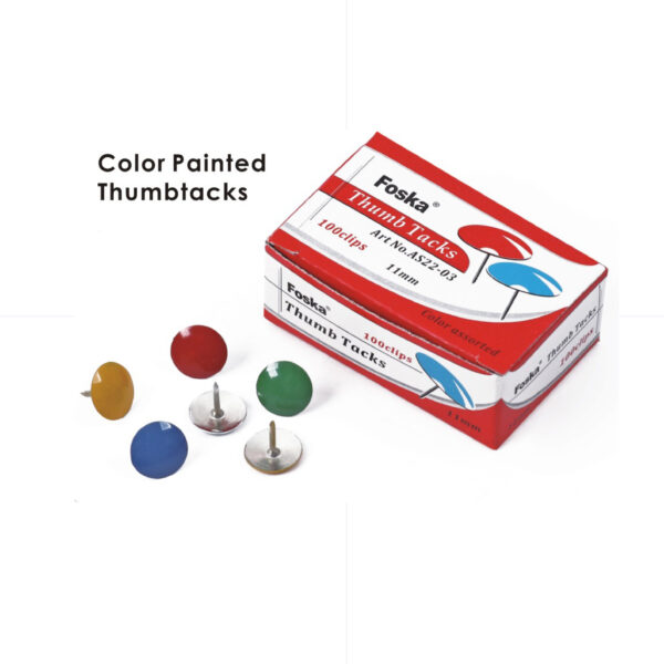 Foska Thumb Tack PUNAISE 100pcs Colored / AS2203 دبوس طبع ملون