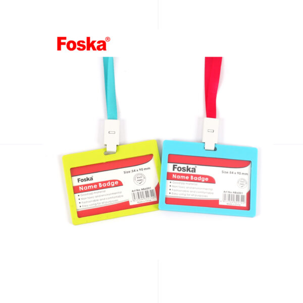 Foska Colored Name Badge Horiz. 54*90mm / NB6001 بادج بلاستيك سميك
