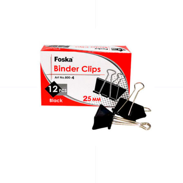 BINDER Clips 25mm 12pcs / Foska 800-4 ملقط ورق