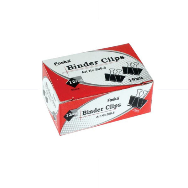 BINDER Clips 19mm 12pcs / Foska 800-5 ملقط ورق