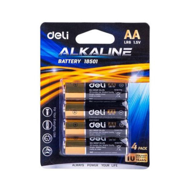 Deli Alkaline Battery AA LR6 4pcs / 18501 بطاريات