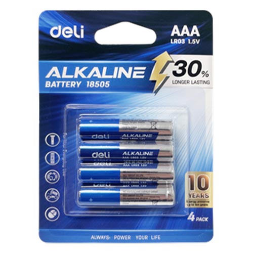 Deli Alkaline Battery AAA LR03 4pcs / 18505 بطاريات