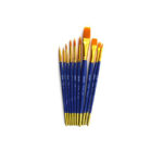 DeStijl Artist Brush Set Flat & Round Golden 10 Pcs Short / 7019N ريش تلوين