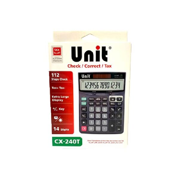 UNIT Desk Calculator CX-240T / 0-00 / 14 digits / Check Correct Tax الة حاسبة
