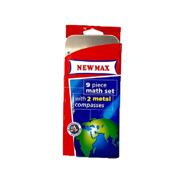 NEW MAX Geometric Math Set Metal / 9 pcs علبة هندسة
